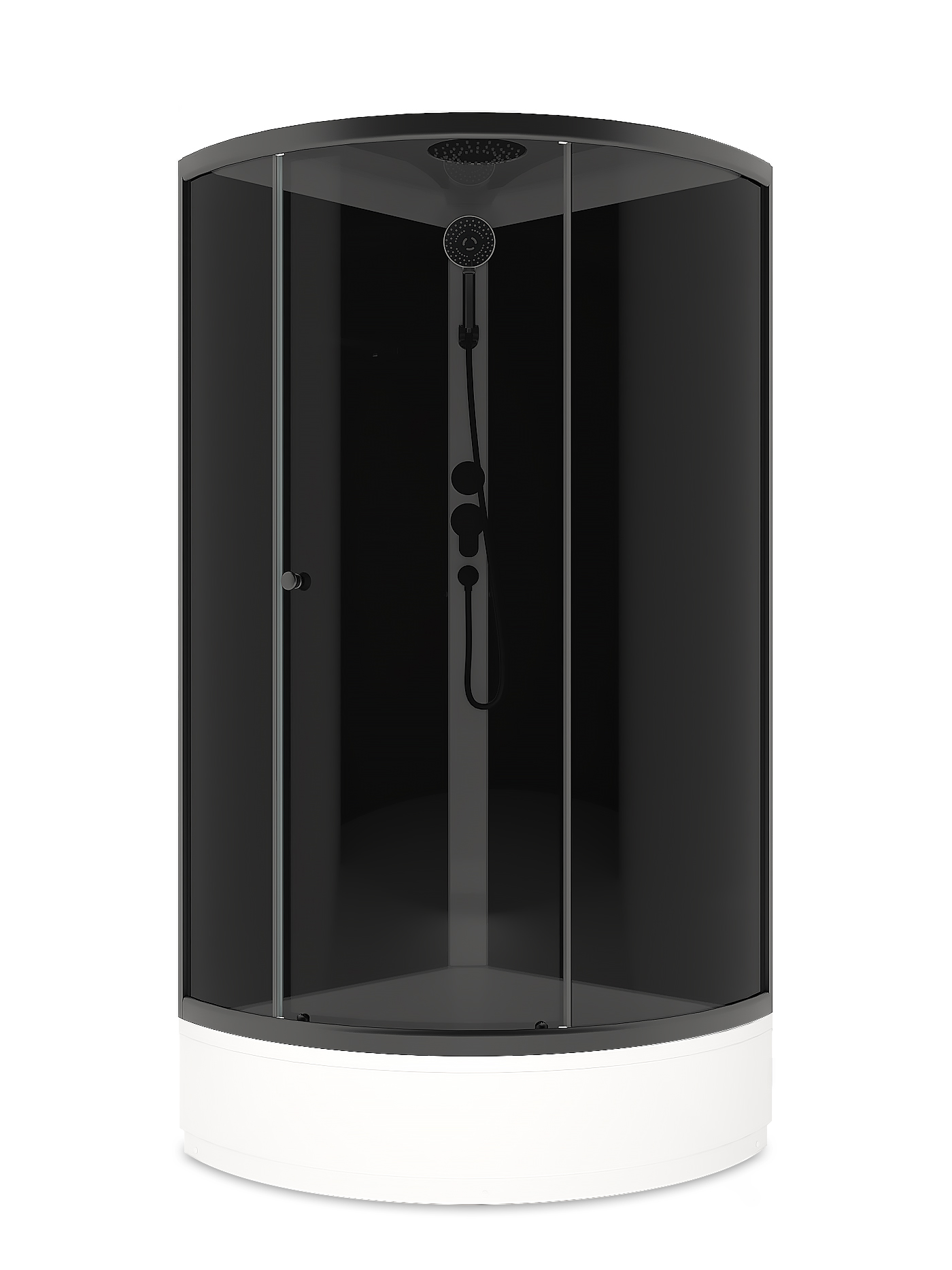 Душевая кабина Domani-Spa Simple 99 V1.2 Black accents С КРЫШЕЙ, сред поддон, черные стенки, тон стекла,Graphite проф, б/эл 90*90*218
