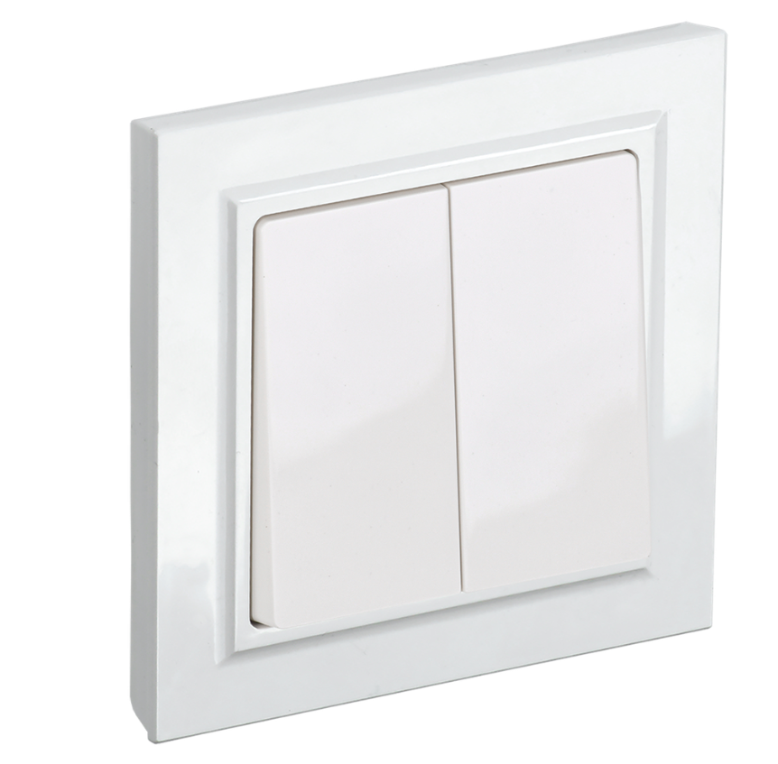 Выключатель 2-кл. СП BRITE ВСР10-2-0-БрБ 10А в сборе бел. IEK BR- V20-0-10-K01-F