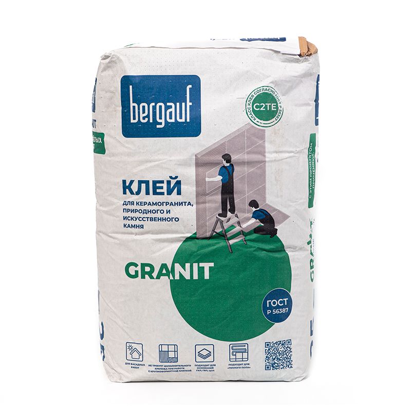 Клей для плитки Granit 25 кг ТМ BERGAUF (1/48)