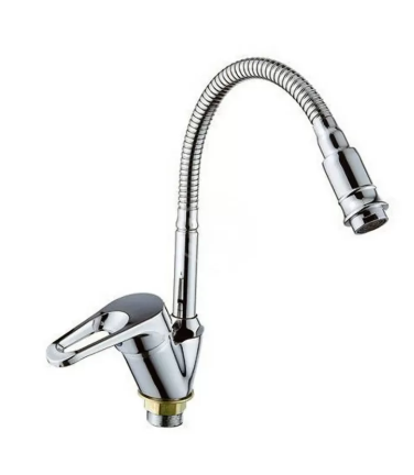 Смеситель для кухни (мойки) PL ЭКО PL 58-28 Flex, высокий гнущийся излив, картридж 35мм,гайка(без подводки)