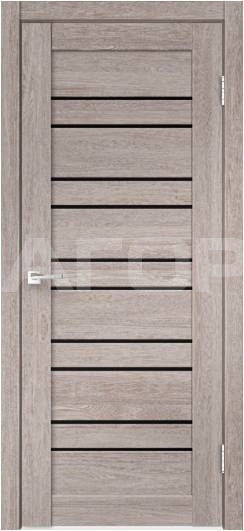 #Дверное полотно экошпон Дуб Анкор Нордик 700 CITY 5 стекло (лакобель черное) ECO FLEX ТМ Велдорис ОБРАЗЕЦ