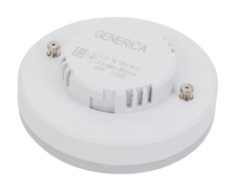 Лампа светодиодная T80 8Вт таблетка 6500К GX53 230В GENERICA LL-T80-08-230-65-GX53-G