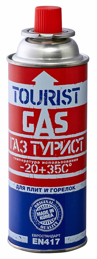 Газ. баллон "TOURIST" для портативных приборов цанговый "Tourist" 220гр (-20°С +35°С) Корея(28)