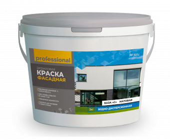 Краска ВД фасадная белая повышенной износостойкости (3,0кг) ТМ Professional PF301