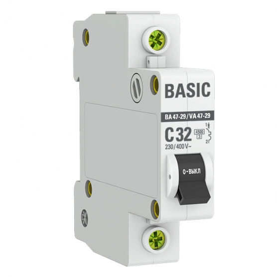 Автоматический выключатель 1Р 32А (C) 4,5kA ВА 47-29 EKF Basic			