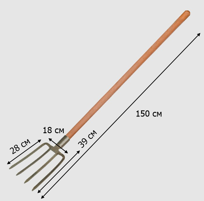 Вилы Копальные 4-х зубые рельс.сталь с крашен.дерев.черенк., Урожайная сотка