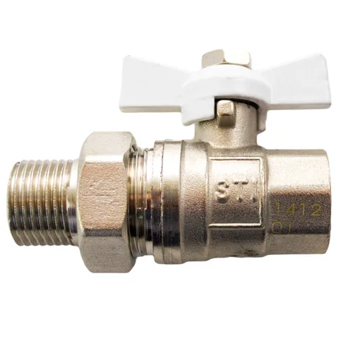 Кран шаровой бабочка 20 (3/4") НР с американкой (сгон) STI 