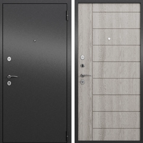 Дверное полотно стальное HOME ECO MP Антрацит букле 860*2050 правое Ясень ривьера айс 6Е-136 (задвижка)