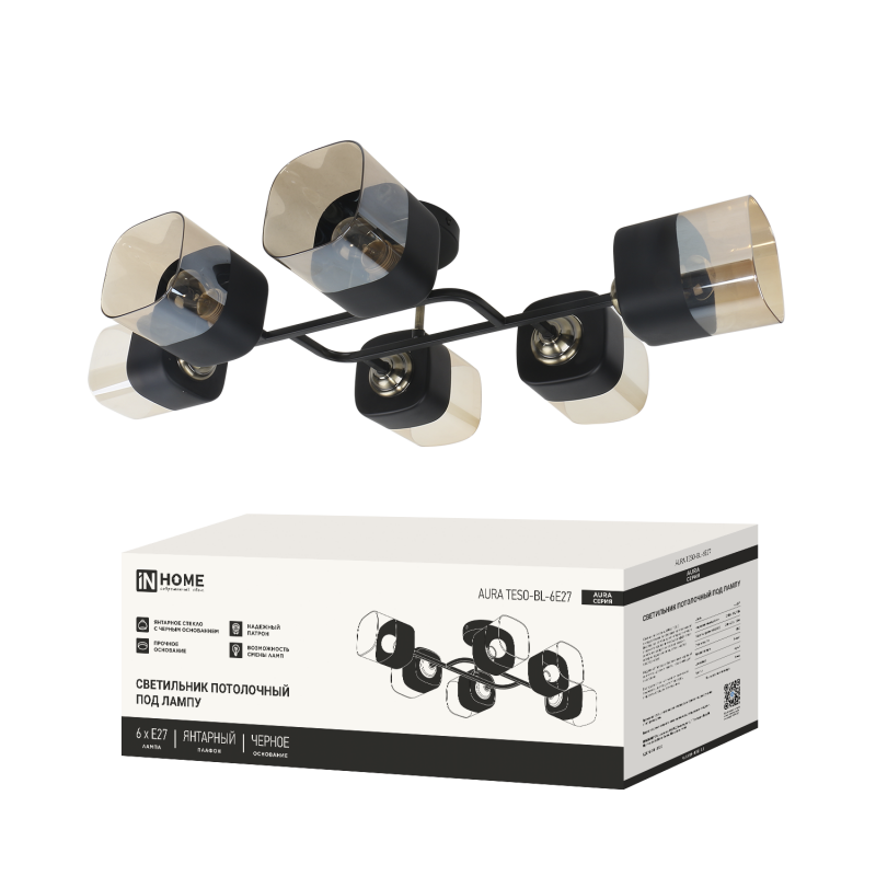 Люстра классическая 6хE27 AURA TESO-BL 720x430x150 черный золото InHome (1)