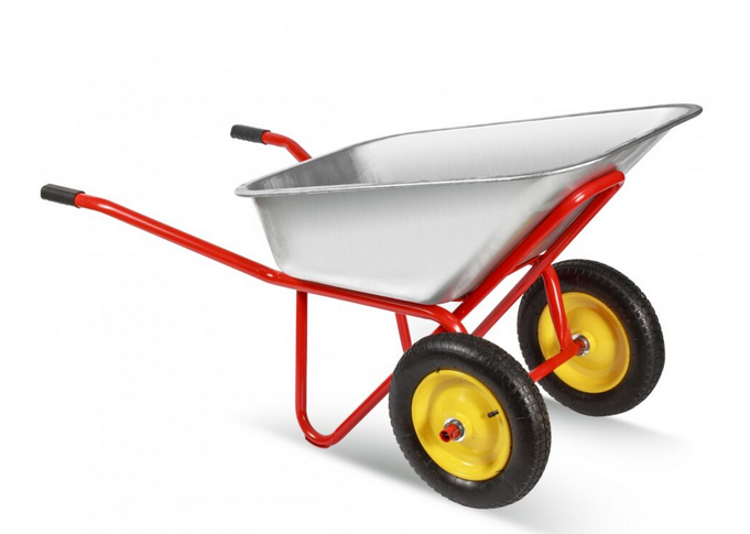 Тачка строительная двухколёсная	(объем 100л, до 200кг, d колеса  360 мм, труба 30*1,0, кузов 0,7 мм)	