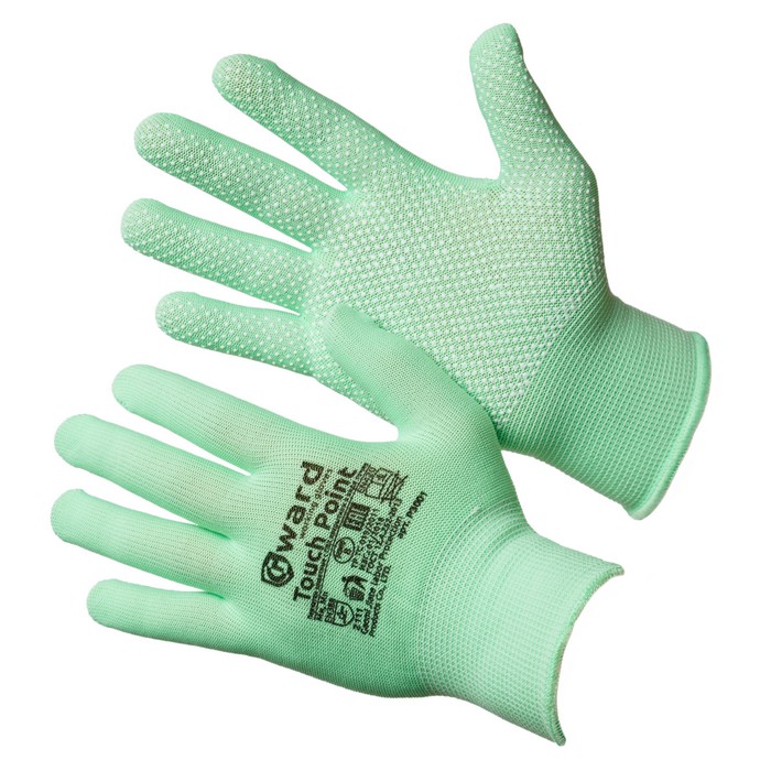 Перчатки нейлоновые с микроточечным покрытием Touch Point GWARD (P3001) 8(М) зеленая