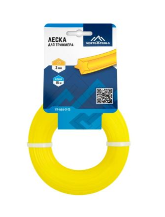Леска для триммера 3,0мм х 15м звезда "VertexTools"
