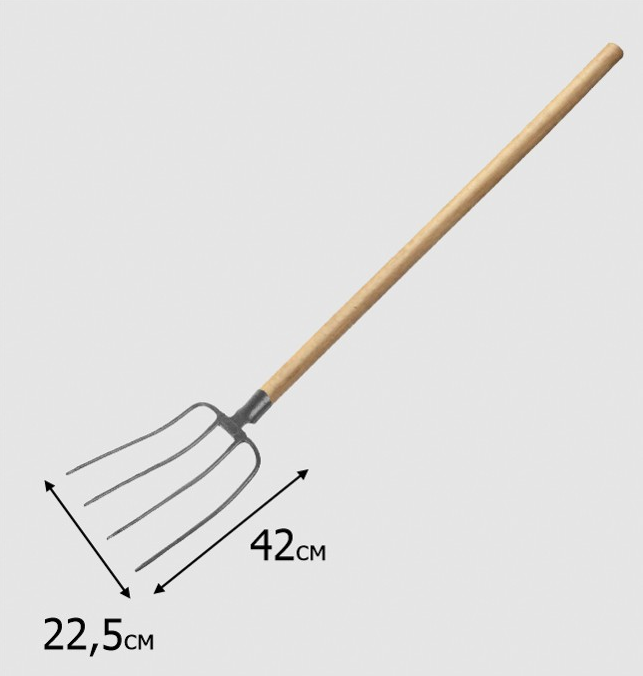 Вилы сенные 4-х зубые рельс.сталь с крашен.дерев.черенк., Урожайная сотка