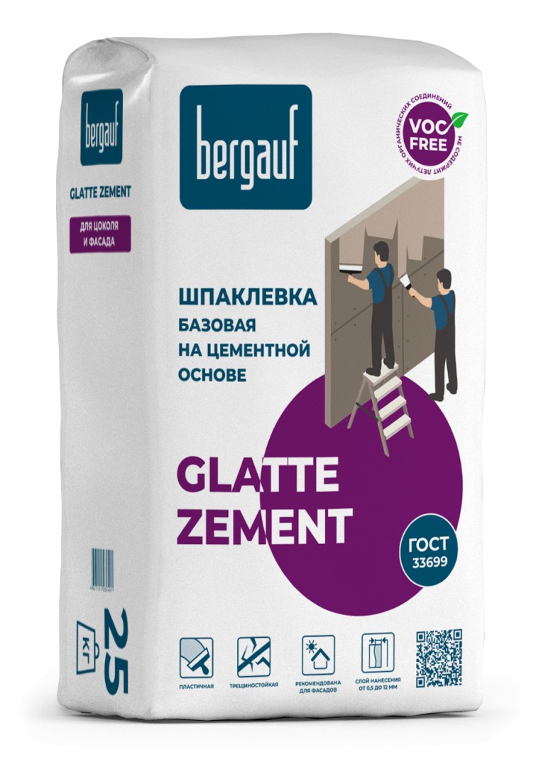 Шпаклевка цементная Glatte Zement 25 кг ТМ Bergauf (1/48)