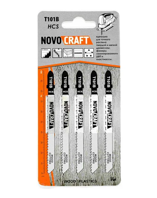 Пилка для электролобзика по дереву, T 101 B, 4-30 mm, сталь HCS, длина 100 mm, Novocraft, (1/5)