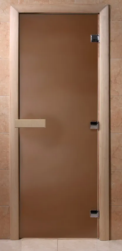 Дверь Банная ночь (бронза матовая) 8мм 3петли, коробка листва 190*70 ТМ Банный Эксперт