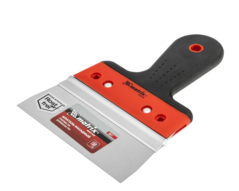 Шпатель фасадный из нержавеющей стали, 150 мм, узкое полотно, двухкомпонентная ручка Matrix