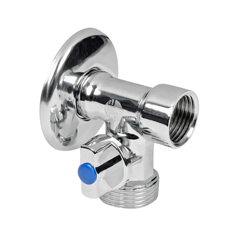 Кран 3-прох шаровой 1/2'' - 3/4'' - 1/2'' вн/нар/нар для стир машины