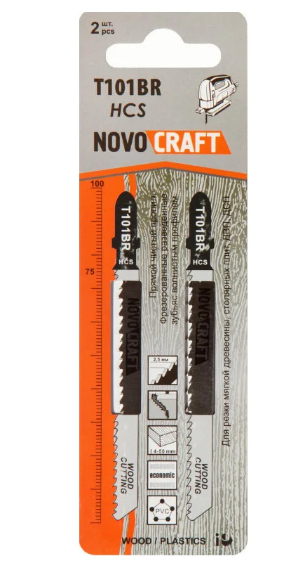 Пилка для электролобзика по дереву, T 101 BR, 4-30 mm, сталь HCS, Novocraft,  (уп. 2 шт.)