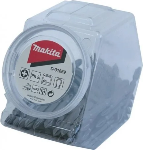 Бита двусторонняя MAKITA PH2, 65 мм, E-form (MZ), 100 шт., банка
