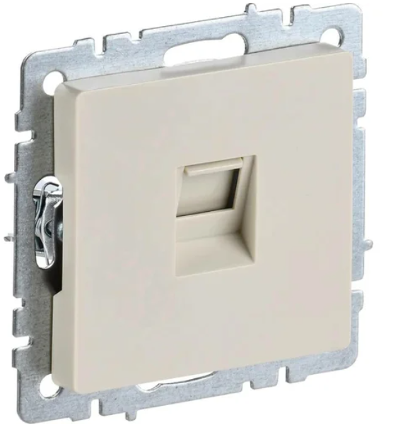 Розетка компьютерная СП RJ45 кат.5E BRITE РК10-БрКр беж. IEK BR-K10-1-K10