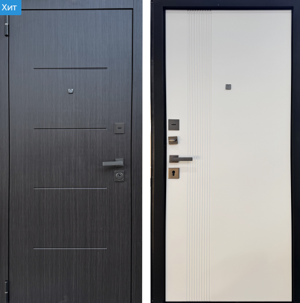 Дверное полотно стальное Страж 2К Горизонт 860*2050 левое МДФ/МДФ Венге структ кофе/Белая матовая/графит