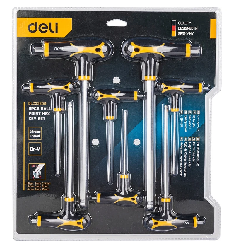 Набор шестигранных ключей 8 шт, Deli DL233208