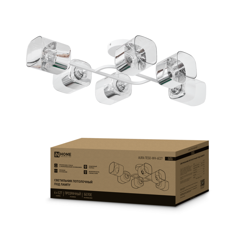 Люстра классическая 6хE27 AURA TESO-WH 720x430x150 белый InHome