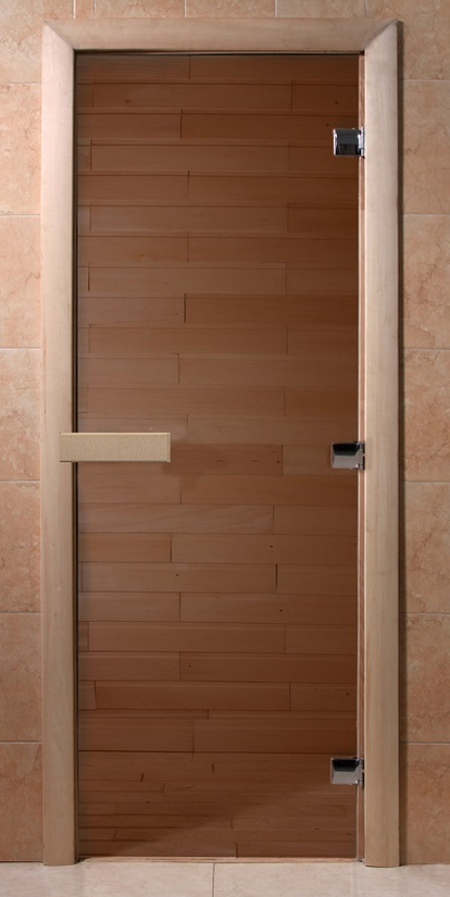 Дверь Банный день (бронза) 8мм 3петли, коробка хвоя 190*70 ТМ Банный Эксперт