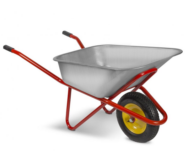 Тачка строительная одноколёсная ЭКОНОМ (объем 100л, до 180кг, d колеса  380 мм, труба 30*1,0, кузов 0,7 мм)