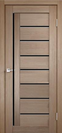 #Дверное полотно экошпон Ясень Бруно 700 Interi 13 стекло (лакобель черное) 3D FLEX ТМ Interi ОБРАЗЕЦ