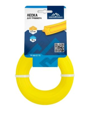 Леска для триммера 2,7мм х 15м звезда "VertexTools" 