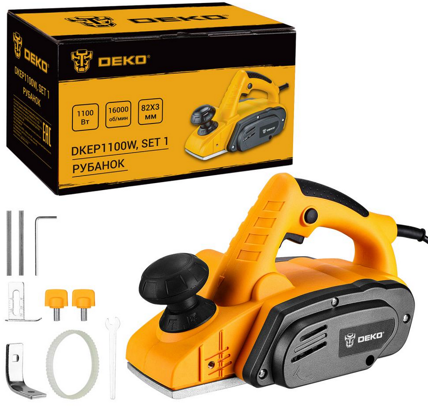 Рубанок DEKO DKEP1100W SET1, 1100Вт, 82 мм