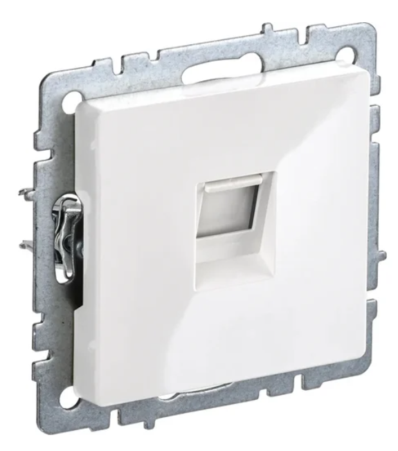 Розетка компьютерная СП RJ45 кат.5E BRITE РК10-БрБ бел. IEK BR- K10-1-K01