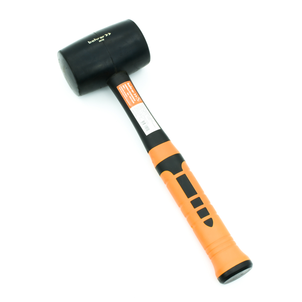 Киянка Bohrer 680 г. рукоятка фибергласс с резиновым покрытием (круглый боек, черная резина)  (24/6/1)