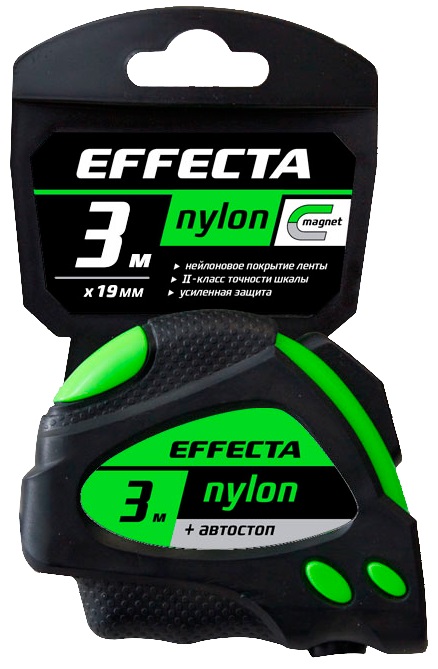 #Рулетка 3м*19мм магнит, автостоп Nylon Effecta 580319