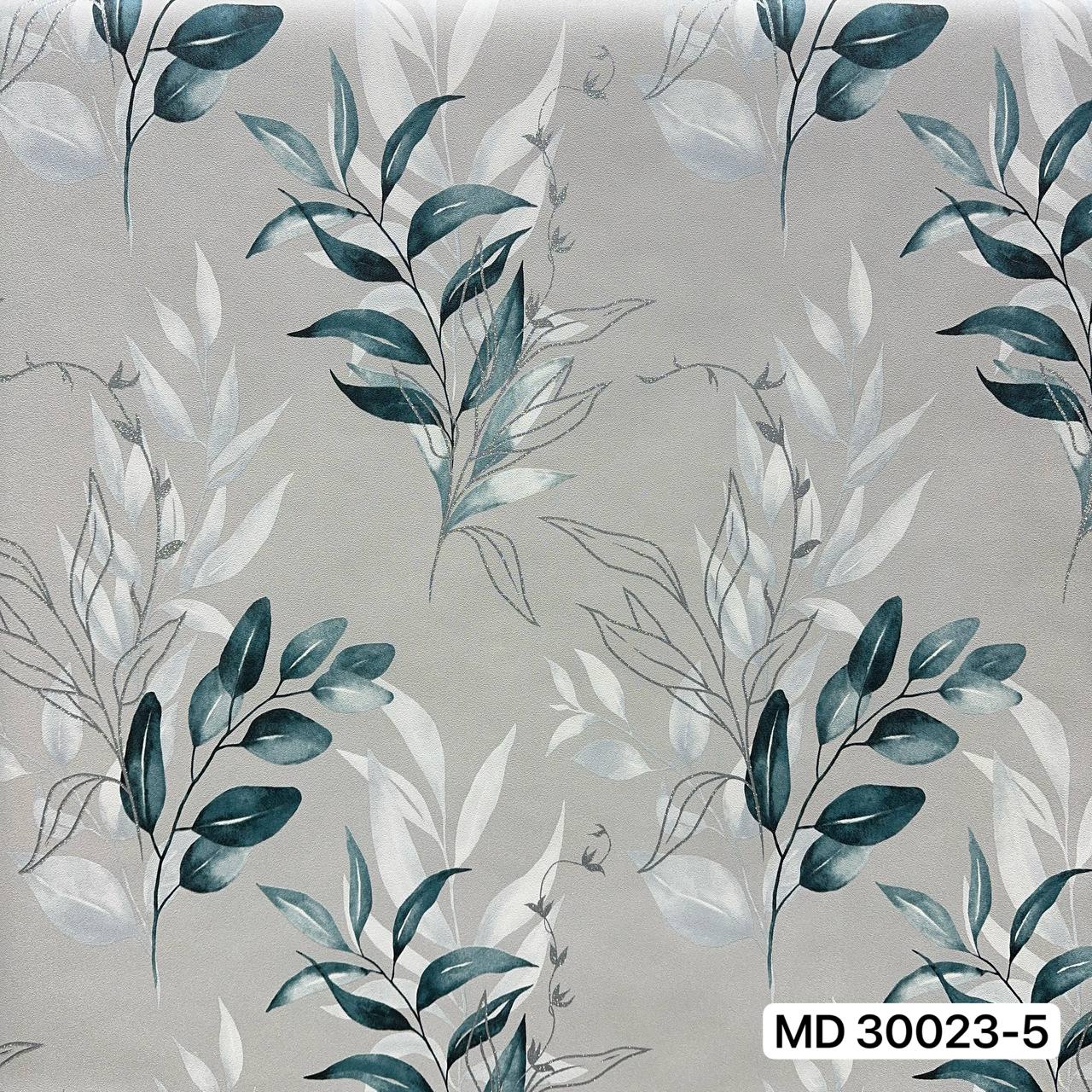#Обои 1,06*10,05м компакт-винил/флиз BAZELIK ветка бирюзовая на сером MaxDecor 30023-5