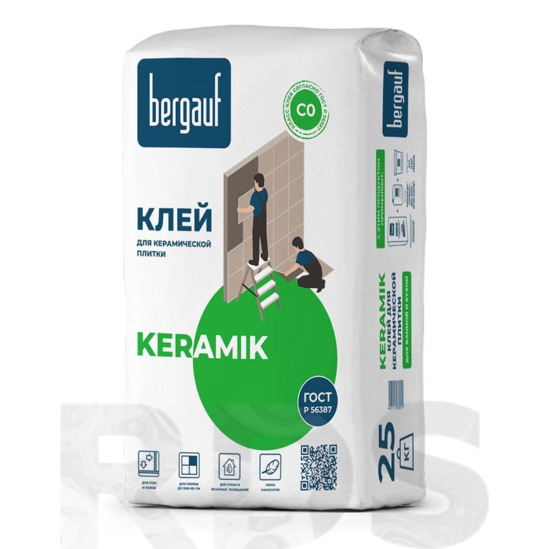 Клей для плитки Keramik 25 кг ТМ BERGAUF (1/56)