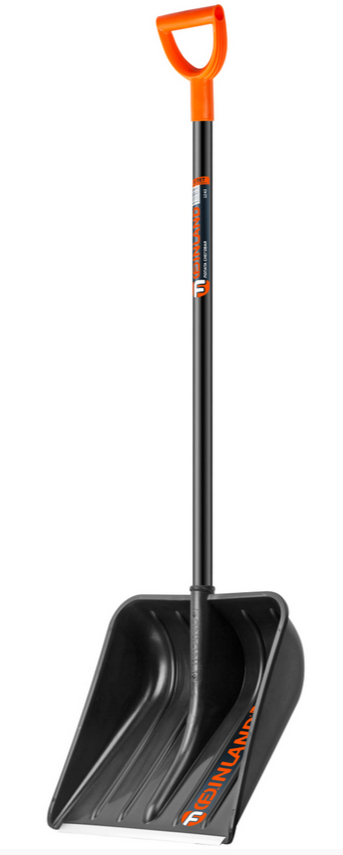 Лопата снеговая пластм. Центро "FINLAND" 410х410мм (d-35мм) деревянный черенок, V-обр.ручка, алюм.планка