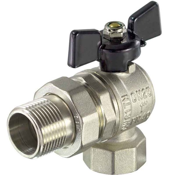 Кран шаровой бабочка 20 (3/4" г/ш) угловой с американкой усиленный TIM