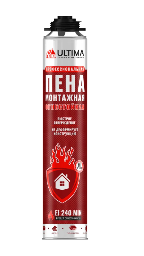 Пена монтажная профессиональная огнестойкая ULTIMA PRO 750 мл (1/12 шт)