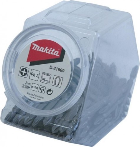 Бита двусторонняя MAKITA PH2, 65 мм, E-form (MZ), 100 шт., банка