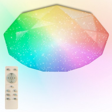 Светильник с/д управляемый RGB ESTARES ALMAZ 25W R-345-SHINY/WHITE-220V-IP44 ЦВЕТНОЙ