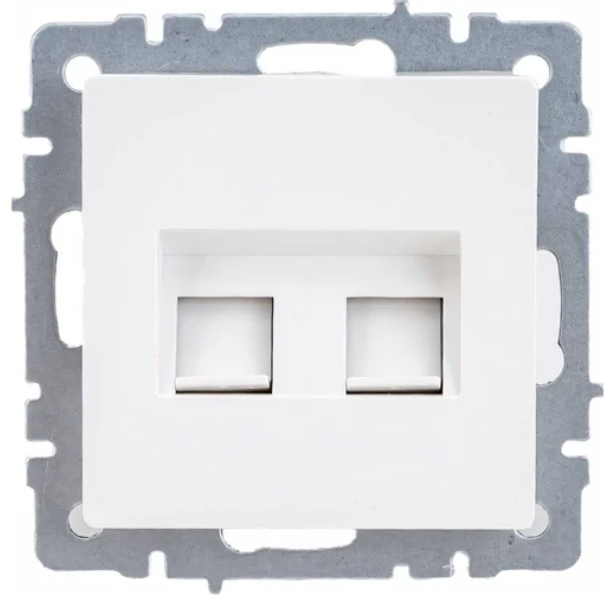 Розетка компьютерная двойная СП RJ45 кат.5E BRITE РК10-2-БрБ бел. IEK BR-K20-1-K01
