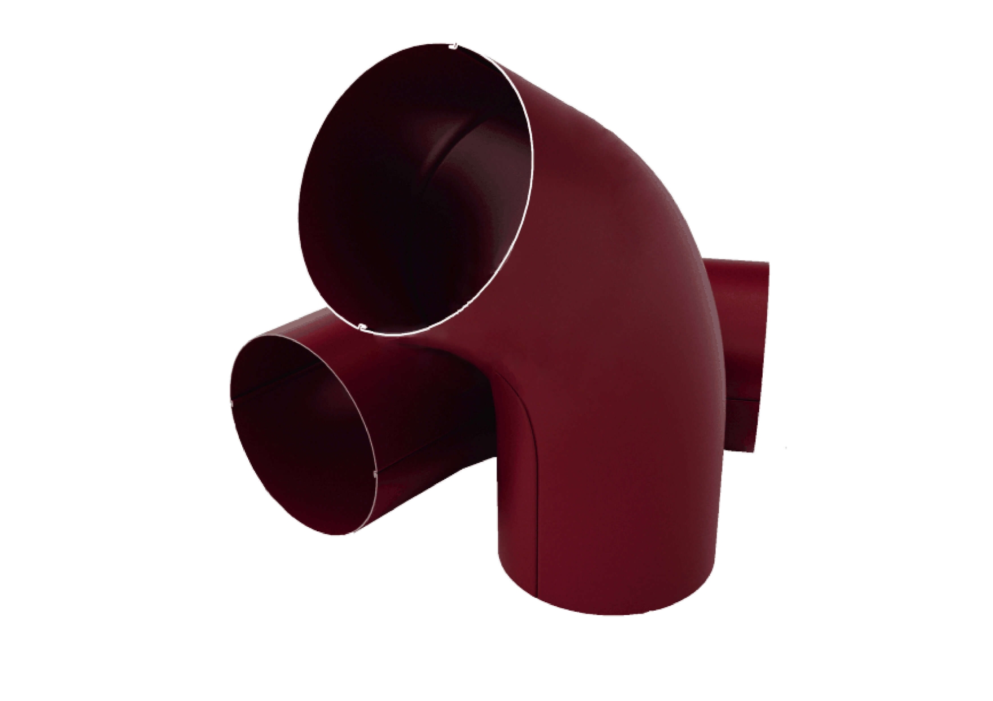 Угловое колено 60 град 125*90мм Красное вино RAL 3005 ТМ OSNO