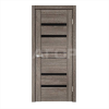 #Дверное полотно экошпон Дуб Анкор Эш 900 CITY 3 стекло (лакобель черное) ECO FLEX ТМ Велдорис