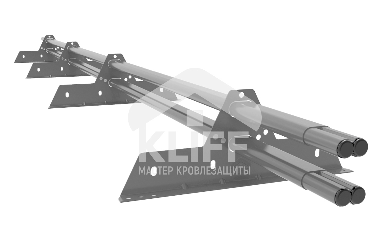Снегозадержатель трубчатый KLIFF 3м, 40х20мм (овал) (4 опоры) (Серый (RAL 7004))