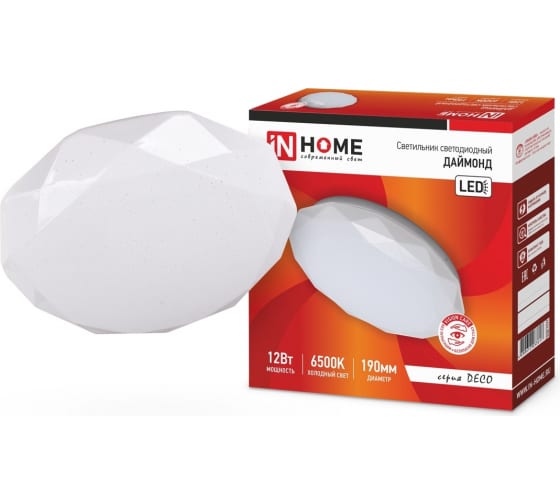 Светильник диодный InHome Deco ДАЙМОНД  18Вт d230x65мм 6500К IP40 1170Лм (12)