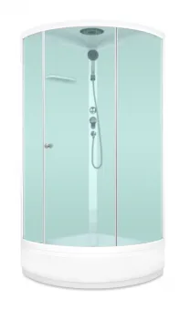 Душевая кабина с крышей DOMANI-Spa/Simple 99mid,90*90*218см средний поддон, бел стенки, тониров. стекла