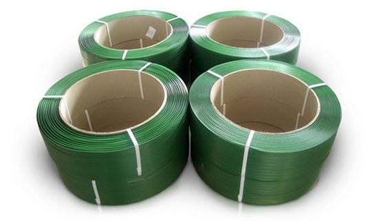 Лента упаковочная полиэстеровая ПЭТ 16,0х1,0мм 1100м зеленая, многорядная(на разрыв 470кг) на втулке 406мм